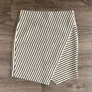 LOFT Cream & Black Striped Skirt